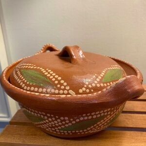 Handcrafted Terracotta Mexican Cazuela Bowl With Lid